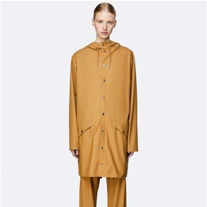 Rains Long Jacket Waterproof Raincoat in Khaki - XXS/XS
